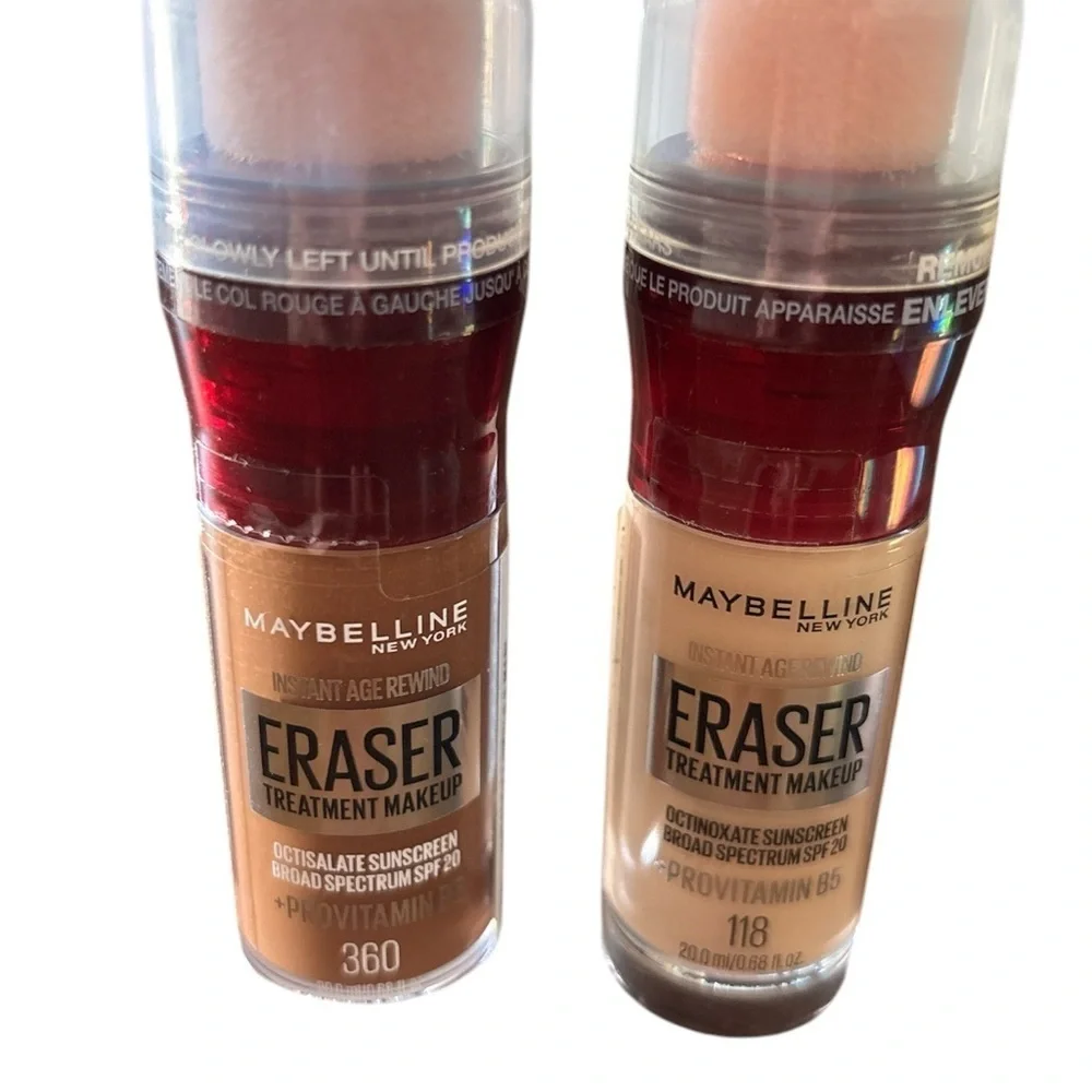 $10 for 2 bottles Maybelline Eraser Treatment Makeup - Expires: 3/2025